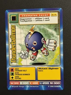 Digimon Thunderballmon ST-75 RARE Swedish McDonald’s Promo Card English 2000 - Image 1