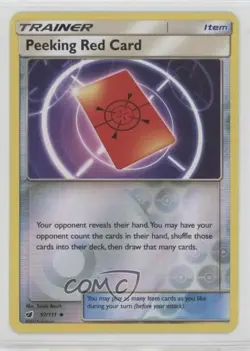 Peeking Red Card Reverse Foil Pokemon Sun & Moon Crimson Invasion #97 - Image 1