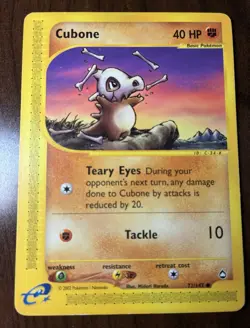 Pokemon TCG Cubone 072/147 Aquapolis e-Reader Common Regular 2002 English MP - Image 1