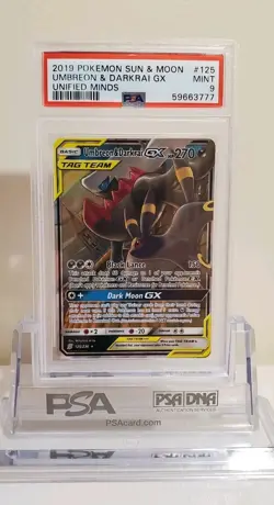 Umbreon & Darkrai GX 125/236 Unified Minds PSA 9 Mint Pokemon Card - Image 1