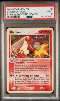 2004 POKEMON EX SPANISH RUBY & SAPPHIRE #3 BLAZIKEN HOLO PSA 9 - Image 1