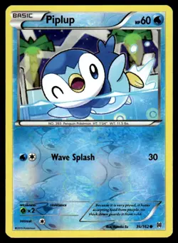 2015 Pokemon TCG XY Breakthrough Reverse Holo Basic Piplup 36/162 - Image 1