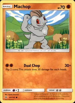 Machop (62) 62/145 Common - Pokemon SM - Guardians Rising LP - Image 1