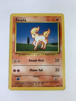 Ponyta 60/102 Pokemon Card Vintage Unlimited Base Set WOTC - Image 1