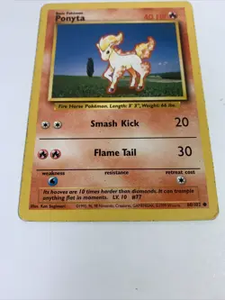 Ponyta 60/102 Pokemon Card Vintage Unlimited Base Set WOTC - Image 2
