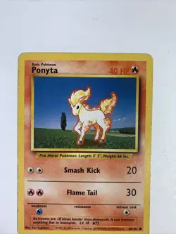 Ponyta 60/102 Pokemon Card Vintage Unlimited Base Set WOTC - Image 3