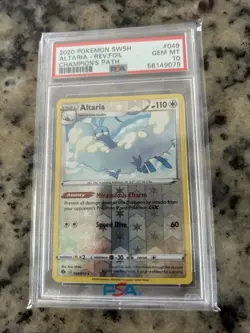 2020 POKEMON SWORD & SHIELD CHAMPION'S PATH #049 ALTARIA REVERSE FOIL PSA 10 - Image 1