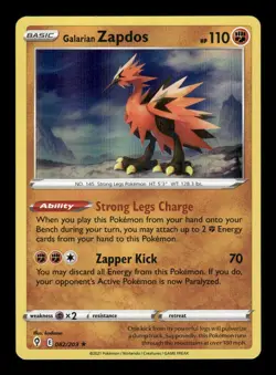 GALARIAN ZAPDOS 082/203 HOLO RARE EVOLVING SKIES POKEMON LP - Image 1