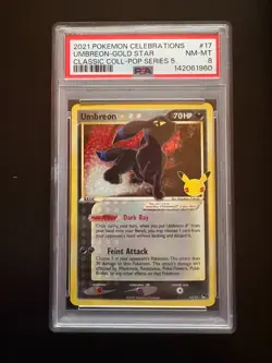 Umbreon -gold Star 17 Celebrations Classic Collection Pokemon PSA 8 - Image 1