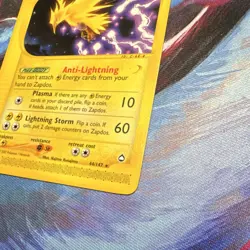 Nintendo Zapdos 44/147 Aquapolis *NON-HOLO* Rare 80 HP English Pokemon TCG 2002 - Image 3
