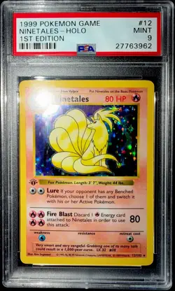 1999 POKEMON BASE SET 1ST EDITION #12 NINETALES-HOLO PSA 9 - Image 1