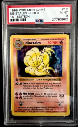 1999 POKEMON BASE SET 1ST EDITION #12 NINETALES-HOLO PSA 9 - Image 2
