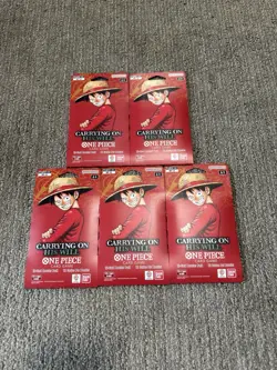 LOT OF 5 One Piece OP-13 Carrying on His Will Sleeved Blister Booster Packs New - Image 1
