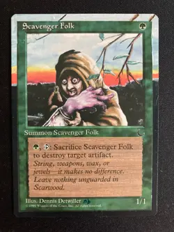 Scavenger Folk (Chronicles MTG) ALTERED in floating border style, hand painted! - Image 1