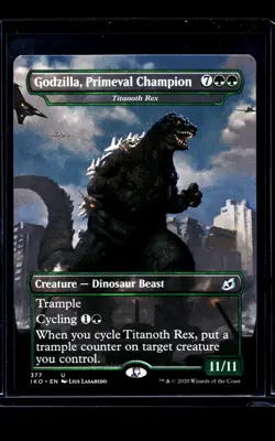MTG Magic The Gathering IKO Ikoria Borderless #377 Godzilla Primeval Champion - Image 1