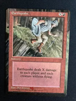 Earthquake (4th Edition MTG) ALTERED in floating border style, hand painted! - Image 1