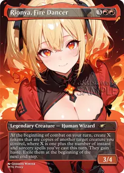 MTG - Rionya, Fire Dancer - Fanart Borderless Style - EDH / Playtest - Image 1