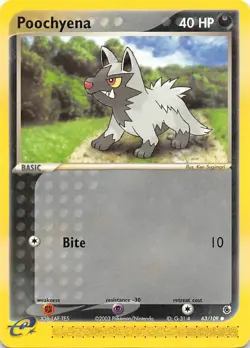Poochyena 63 109 - NON-HOLO EX Ruby and Sapphire - e-READER Pokemon Card - NM/M - Image 1