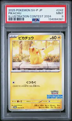 2025 POKEMON JAPANESE SV-P PROMO ILLUSTRATION CONTEST 2024 #242 PIKACHU PSA 9 - Image 1