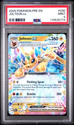 2025 POKEMON PRE EN-PRISMATIC EVOLUTIONS #030 JOLTEON EX PSA 9 - Image 1