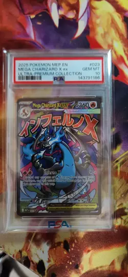 2025 POKEMON MEP EN-ME UPC BLACK STAR PROMO #023 MEGA CHARIZARD X ex PSA 10 - Image 1