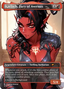 MTG - Karlach, Fury of Avernus - Fanart Borderless Style - EDH / Playtest - Image 1