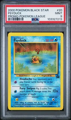 PSA 9 Psyduck 20 Black Star Promo 2000 League WOTC Pokemon Card - Image 1