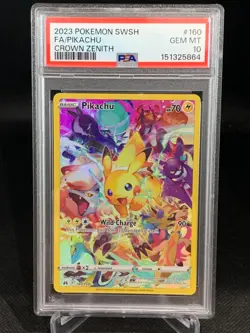 2023 Pokemon SWSH Pikachu Crown Zenith Full Art Card #160 GRADED PSA 10 GEM MINT - Image 1