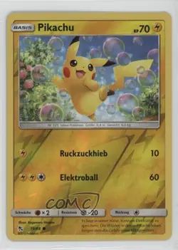 Pikachu German Reverse Foil Pokemon Sun & Moon Hidden Fates #19 - Image 1