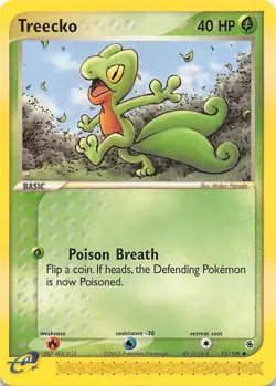 Treecko 75/109 - NON-HOLO - EX Ruby and Sapphire - e-READER Pokemon Card - NM - Image 1