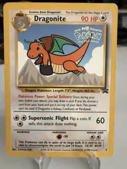 Dragonite 5 1999 WB Movie Black Star Promo Rare WOTC Nintendo Pokemon Card - Image 1