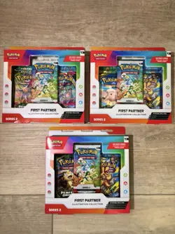 Pokemon TCG First Partner Illustration Collection Series 2 3-Box Lot 2021 Promo - Image 1