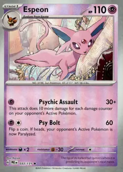 Espeon 033/131 Holo Rare Prismatic Evolutions Pokemon Near Mint - Image 1