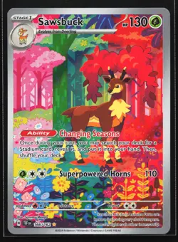 Pokemon Sawsbuck 166/162 Temporal Forces Illustration Rare Holo NM - Image 1
