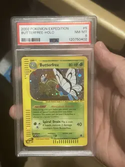 Pokemon 2002 Expedition Butterfree 005/165 Holo Rare English PSA 8 SWIRL 💫 - Image 1