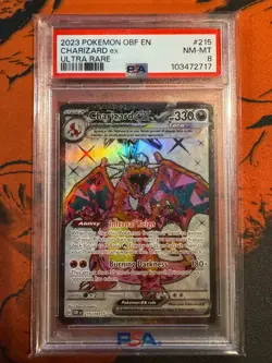 2023 POKEMON OBF EN-OBSIDIAN FLAMES ULTRA RARE #215/197 CHARIZARD EX PSA 8 - Image 1