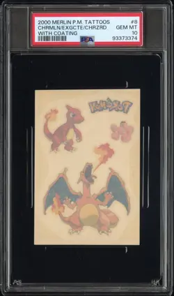🔥 PSA 10 CHARIZARD / CHARMELEON / EXEGGCUTE | MERLIN POKEMON TATTOO 8/20 🔥 - Image 2