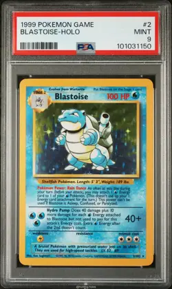 Blastoise Holo 2/102 PSA 9 Base Set Unlimited Pokemon CH02 - Image 1