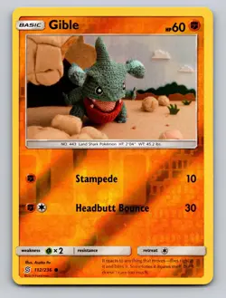 Gible 112/236 Common Unified Minds Pokemon Reverse Holo NM - Asako Ito Yarn Art - Image 1