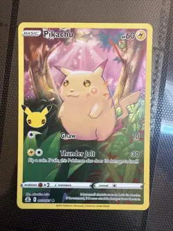 Pokemon TCG Card Pikachu 5/25 Celebrations 25th Anniversary Full Art Holo 3 - Image 1