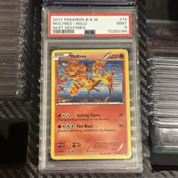 PSA 9 Black White Next Destinies Moltres Holo Rare 14/99 Pokemon - Image 1