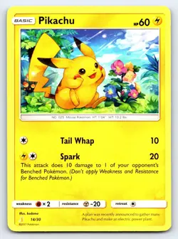 Pikachu (#14) 14/30 Common SM Trainer Kit: Lycanroc & Alolan Raichu Pokemon MP - Image 1