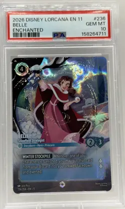 2026 DISNEY LORCANA EN 11-WINTERSPELL ENCHANTED #236 BELLE PSA 10 - Image 1