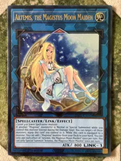 YuGiOh ARTEMIS, THE MAGISTUS MOON MAIDEN Prismatic Ultimate Rare RA01-EN049 - Image 2