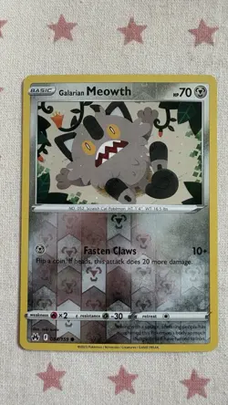Galarian Meowth 084/159 Crown Zenith Reverse Holo Pokemon TCG Card - Image 1
