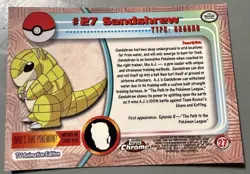 Sandshrew Topps Chrome Holo #27 Pokemon Card TV 2000 - - Image 2