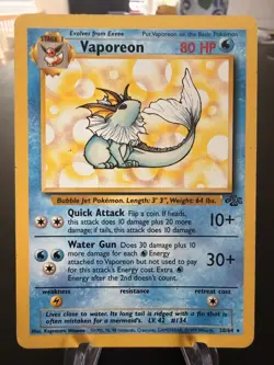 Vaporeon 28/64 Jungle Set Non-Holo Rare Vintage Pokemon Card WOTC 1999 LP - Image 1