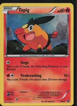 Tepig BW07 Holo Promo Black And White Promo Pokemon Lightly Played - Image 1