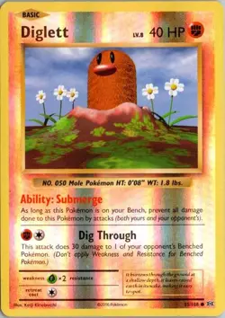 DIGLETT 55/108 COMMON EVOLUTIONS POKEMON REVERSE HOLO LP - Image 1