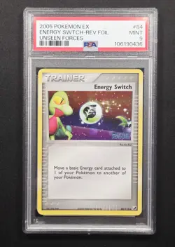 Energy Switch 84/115 EX Unseen Forces Reverse Holo Stamped Pokemon Mint PSA 9 - Image 1